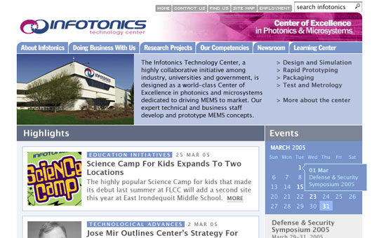 Infotonics Homepage Redesign